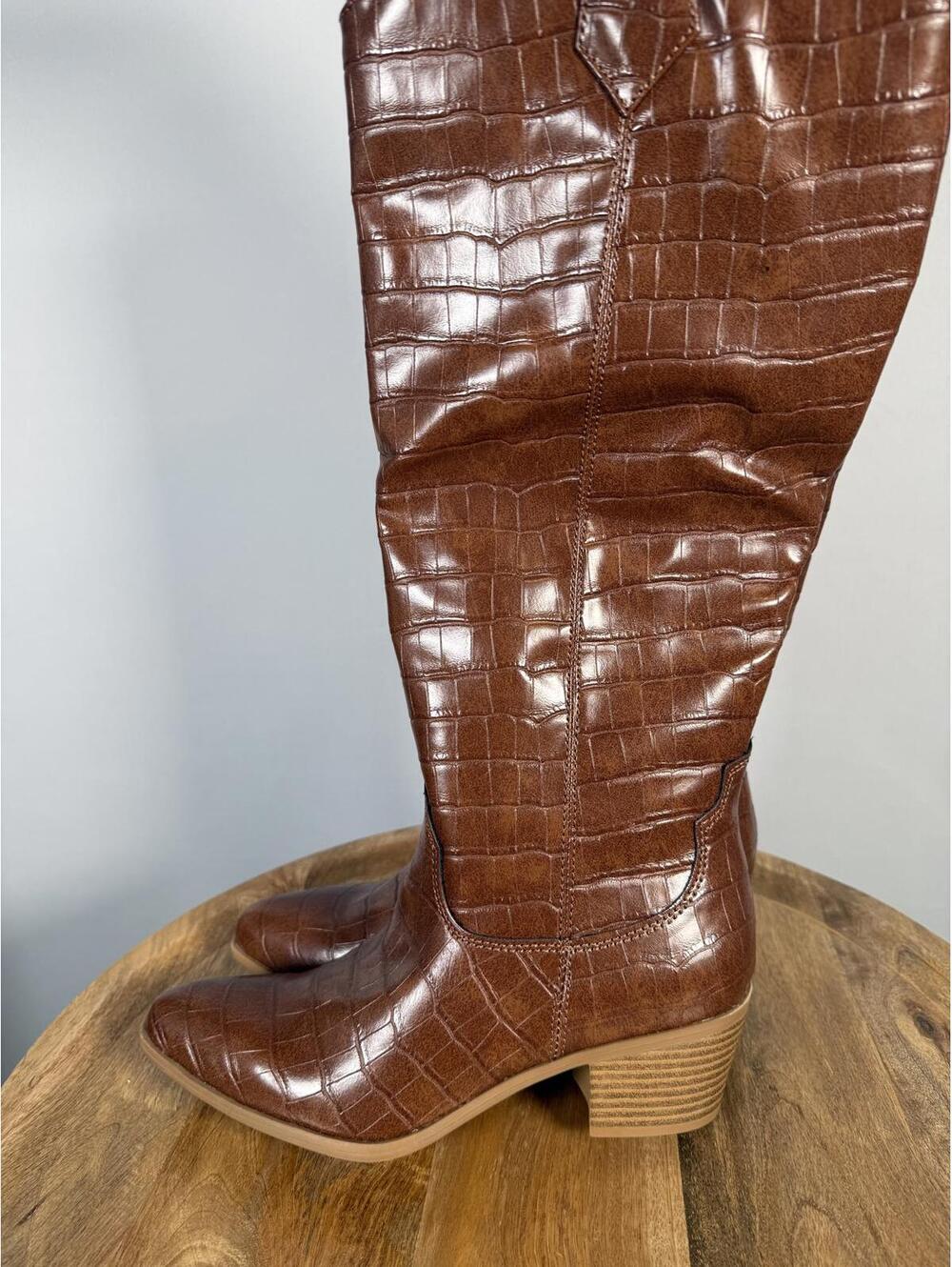 Sun + Stone Dollyy Pointed-Toe Western Boots Tan Women's Size 5 - Picture 4 of 7